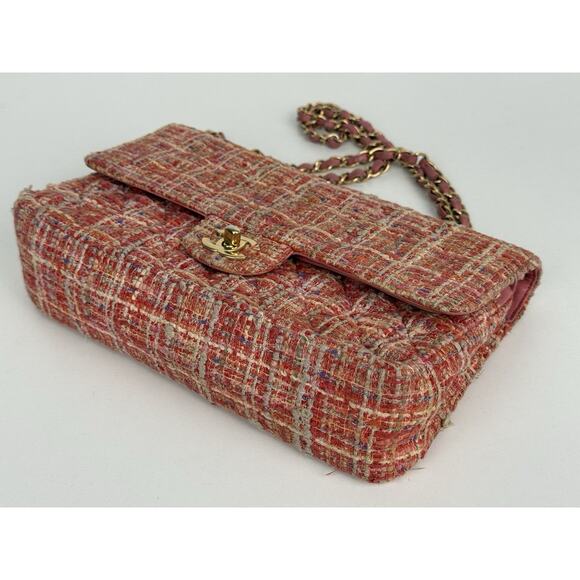 Chanel Classic Medium Multicolor Tweed Double Flap Shoulder Bag B-5 - Picture 8 of 16
